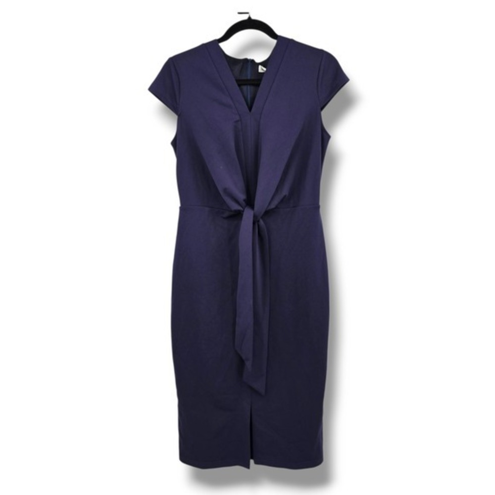 New Grace Karin Navy Blue Tie Front V-Neck‎ Career Office Sheath Dress M